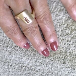 14k genuine gold vintage 60s 70s Modernist ring w ruby chips